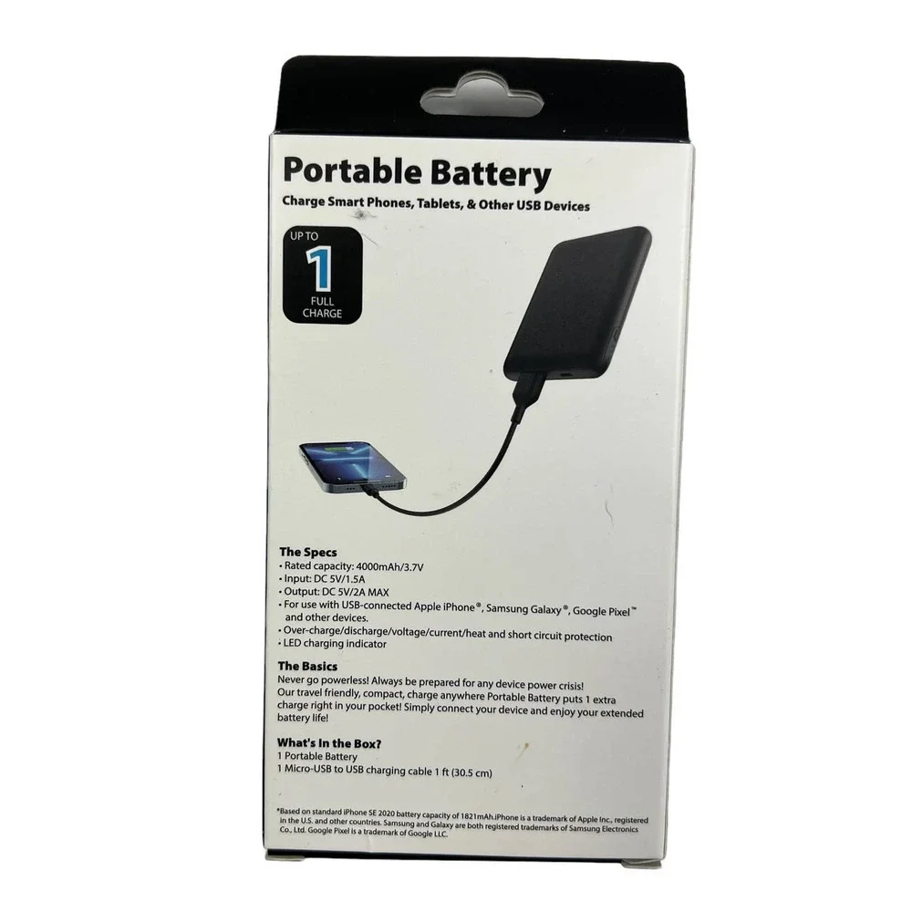 Portable Battery, 4k (4000) mAh, Black